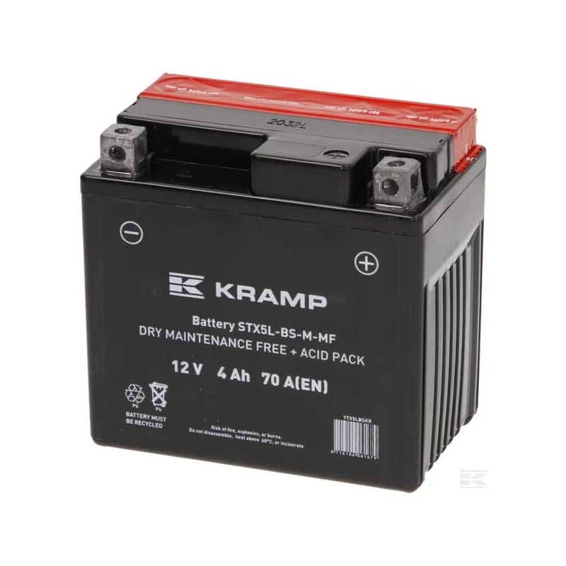 Batterie 12V 4Ah 70A avec pack d'acide Kramp